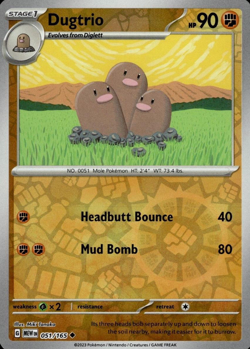 2023 Pokemon Scarlet & Violet 151 Reverse Holo Dugtrio #51 PSA 9