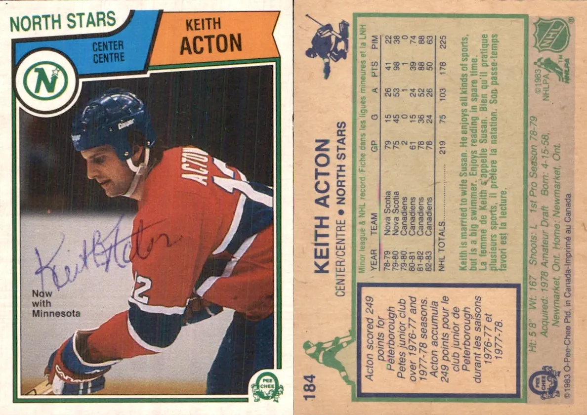 1983 O-Pee-Chee Hockey Keith Acton #184 PSA 9