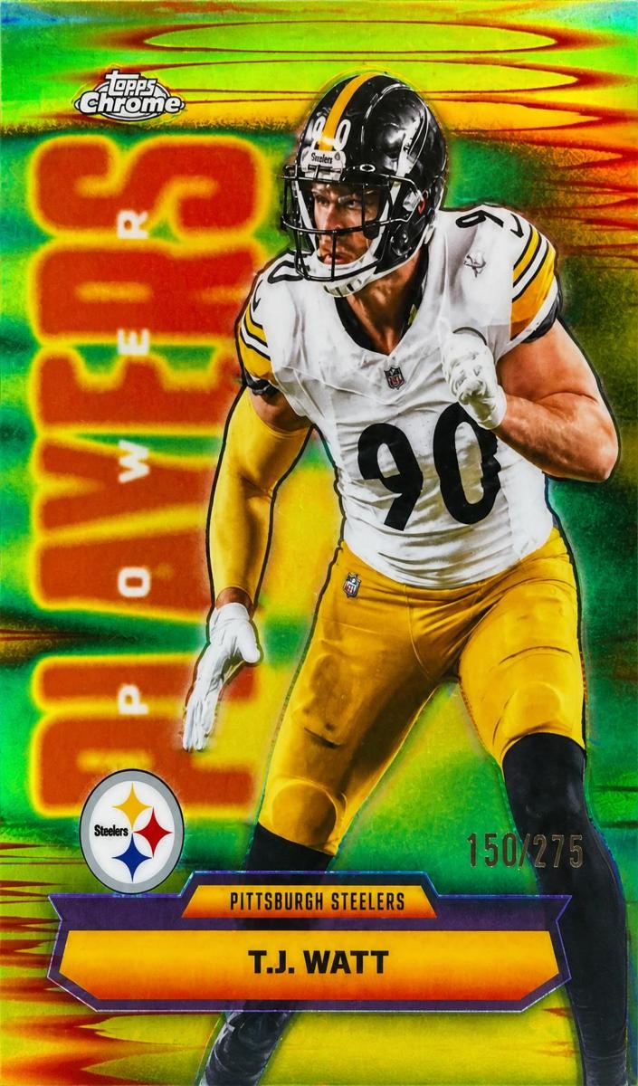 2025 Topps Chrome Football Yellow Refractor T.J. Watt #PP-39