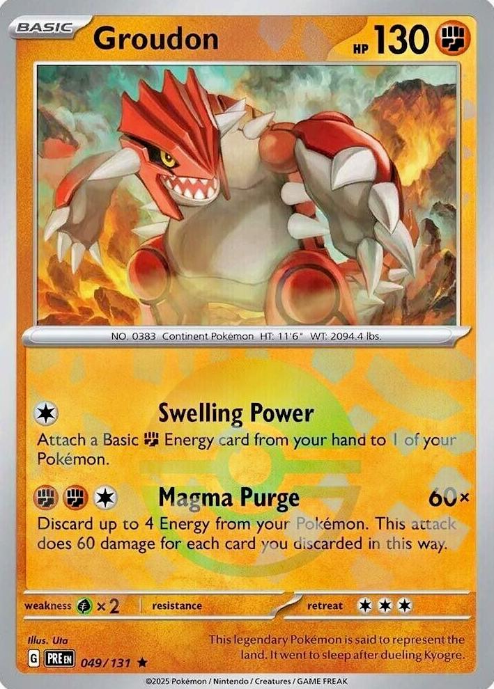 2025 Pokemon Scarlet & Violet Prismatic Evolutions Poke Ball Groudon #49 CGC 8.5