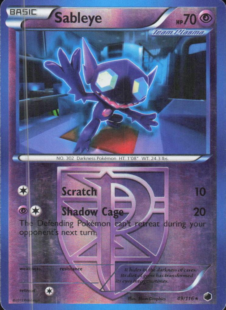 2013 Pokemon Black & White Plasma Freeze Sableye #49