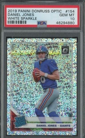 2019 Donruss Optic Football White Sparkle Daniel Jones #154 PSA 9