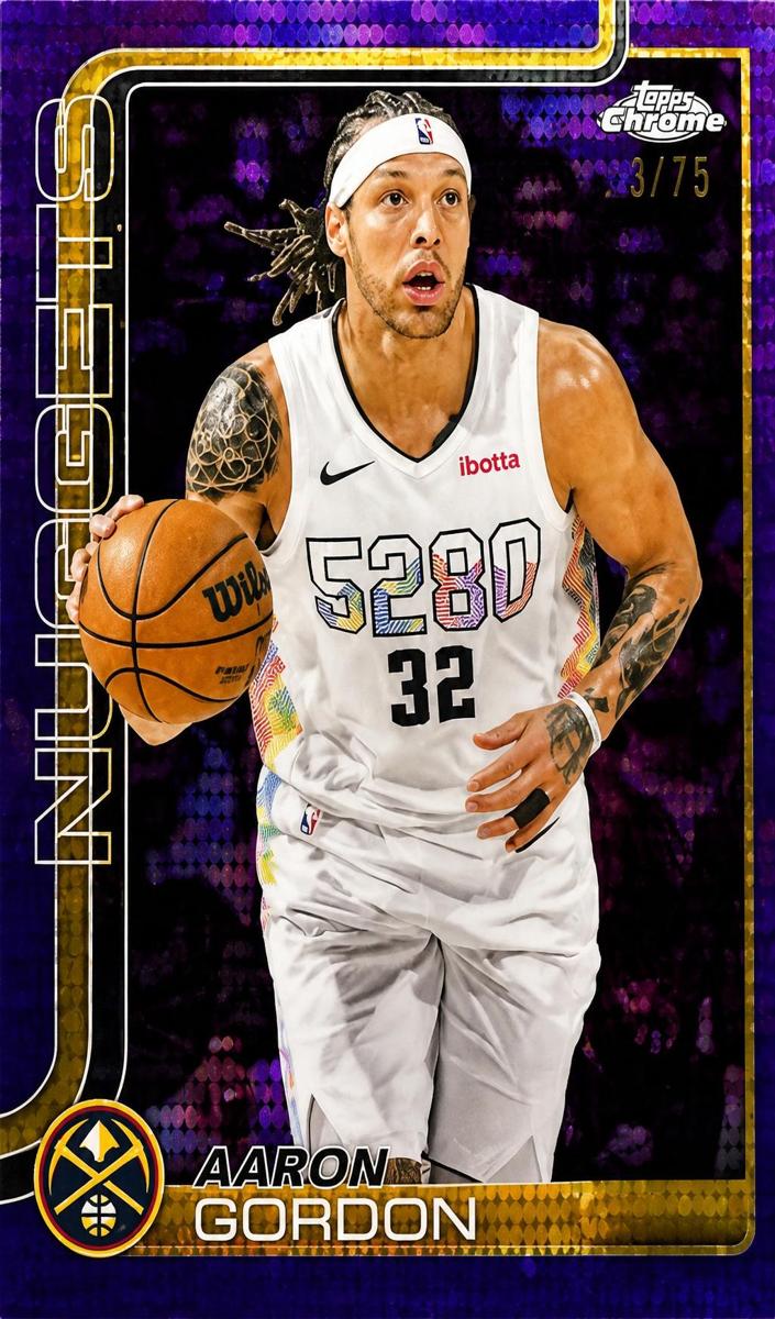 2025 Topps Chrome Basketball Purple Refractor Aaron Gordon #100