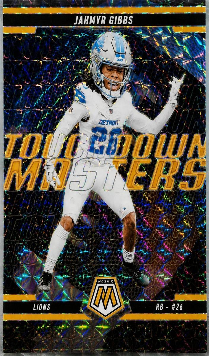 2025 Panini Mosaic Football Orange Fluorescent Jahmyr Gibbs #6 PSA 9