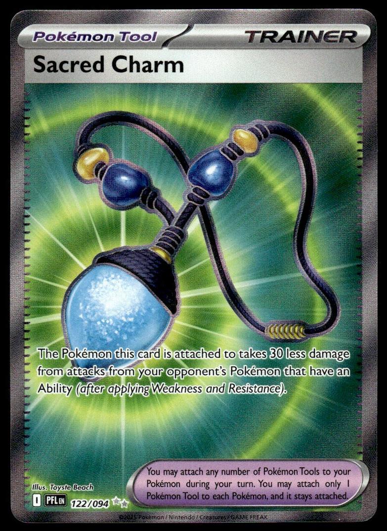 2025 Pokemon Mega Evolution Phantasmal Flames Sacred Charm #122 PSA 9