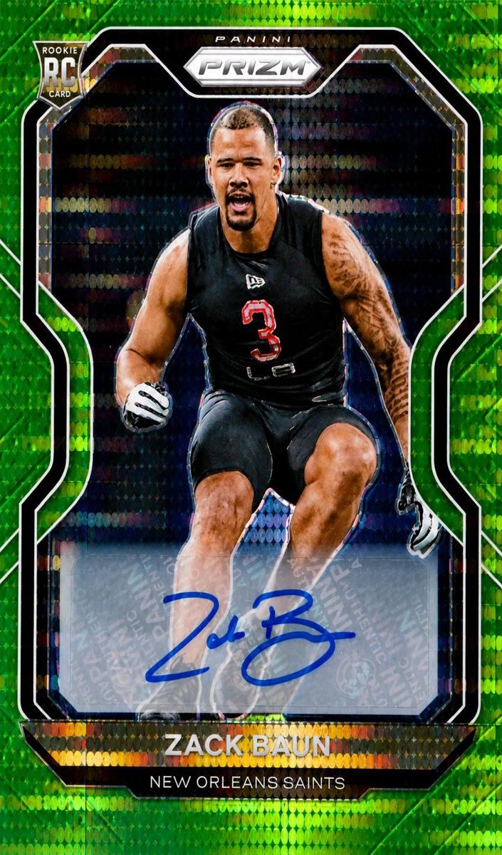 2020 Panini Prizm Football Neon Green Pulsar Prizm Zack Baun #387 PSA 9