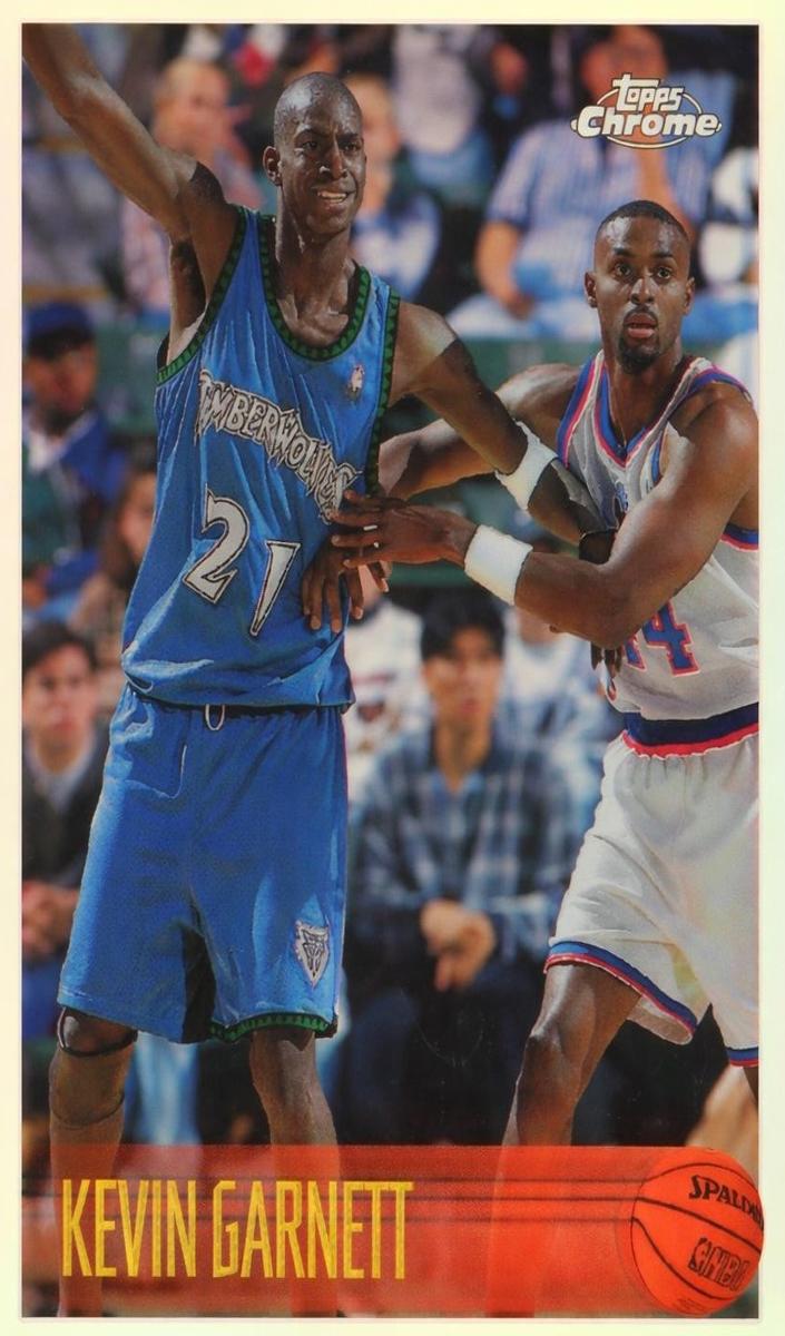 1996 Topps Chrome Basketball Refractor Kevin Garnett #131 PSA 8