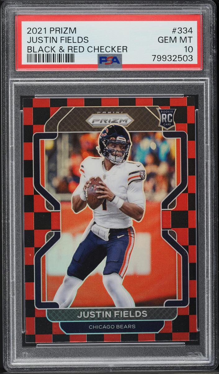 2021 Panini Prizm Football Black and Red Checker Justin Fields #334