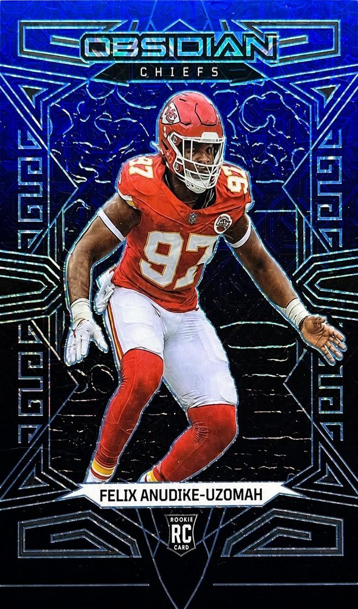 2023 Panini Obsidian Football Electric Etch Deep Sea Mojo Felix Anudike-Uzomah #150