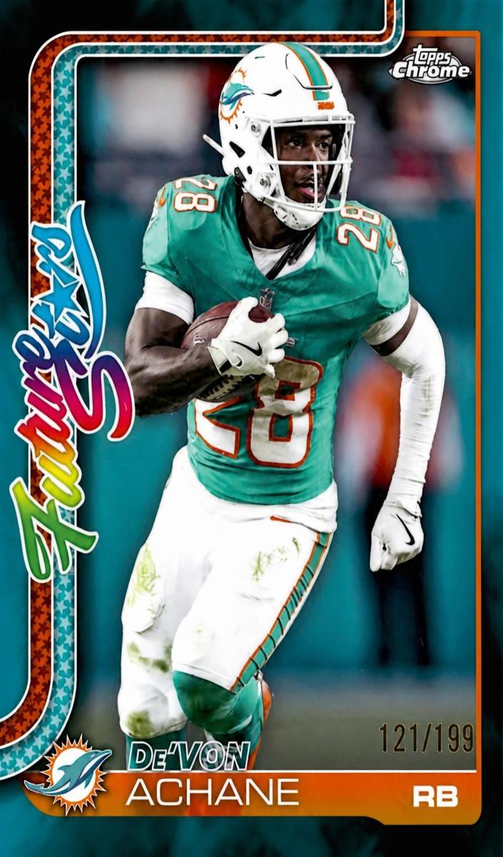 2025 Topps Chrome Football Aqua Refractor De'Von Achane #FS-12