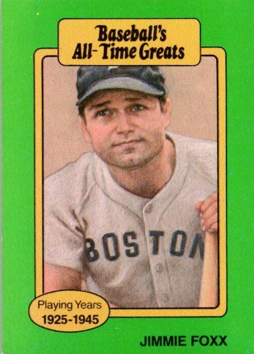 1987 Hygrade All-Time Greats Baseball Jimmie Foxx #NNO