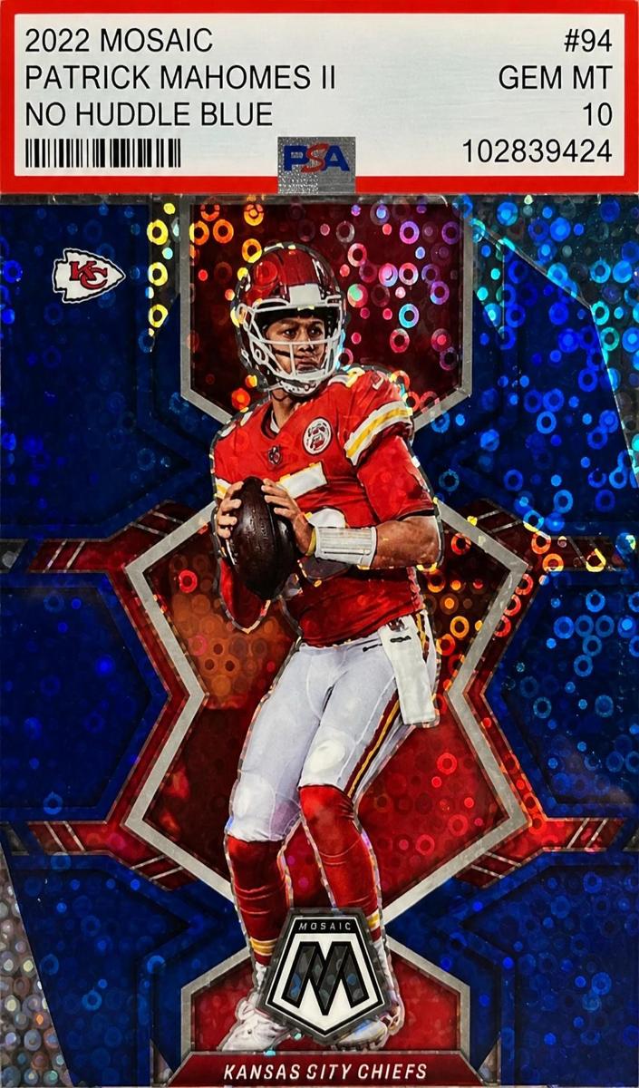 2022 Panini Mosaic Football No Huddle Blue Patrick Mahomes II #94 PSA 10
