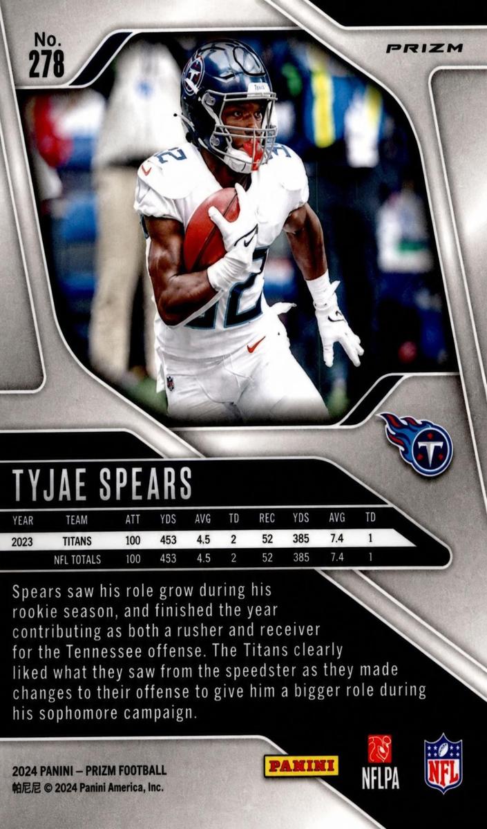 2024 Panini Prizm Football Orange Ice Tyjae Spears #278