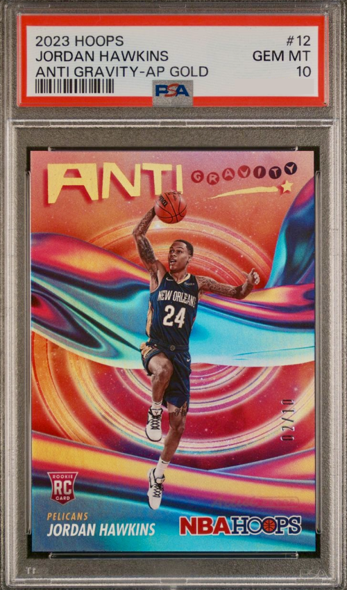 2023 Panini Hoops Basketball Holo Artist Proof Gold Jordan Hawkins #12 PSA 9