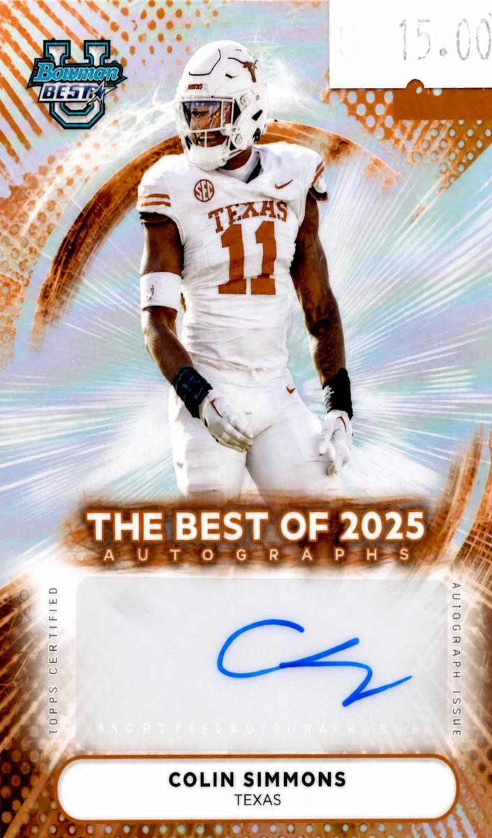 2025 Bowman Best University Football Colin Simmons #BOA-CS CGC 10