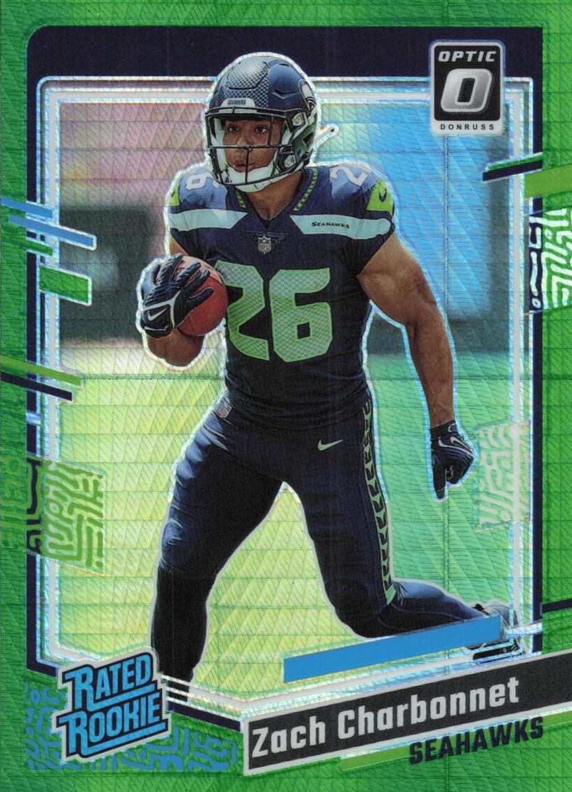 2023 Donruss Optic Football Green Hyper Zach Charbonnet #294 PSA 10