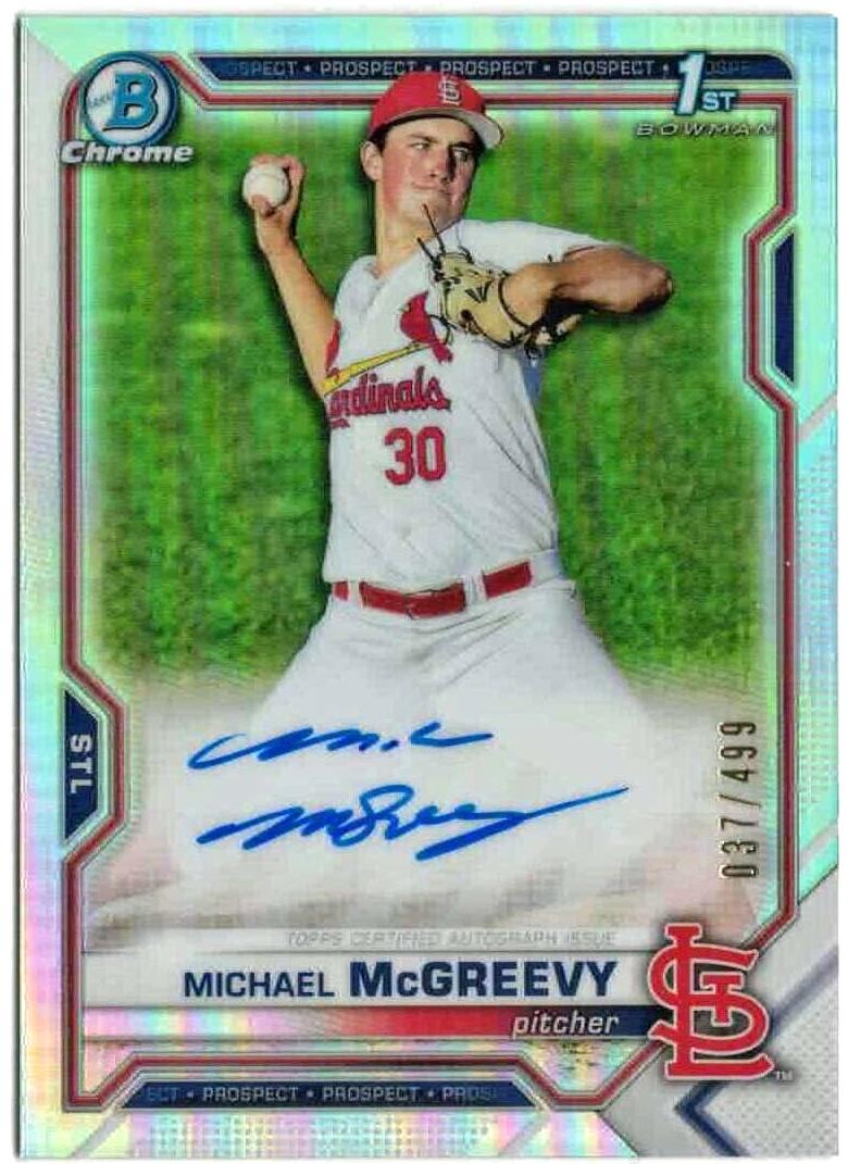 2021 Bowman Draft Baseball Refractor Michael McGreevy #CDA-MMCG PSA 9