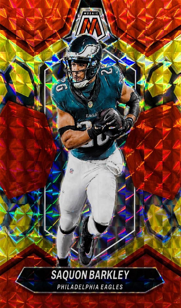 2024 Panini Mosaic Football Choice Fusion Red and Yellow Saquon Barkley #177 PSA 9
