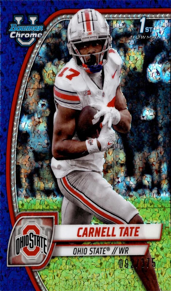 2024 Bowman Chrome University Football Purple Mini Diamond Refractor Carnell Tate #39