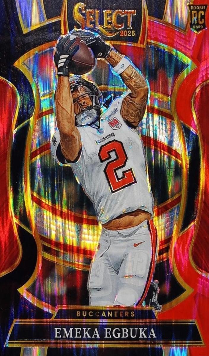 2025 Panini Select Football Black and Red Shock Emeka Egbuka #37