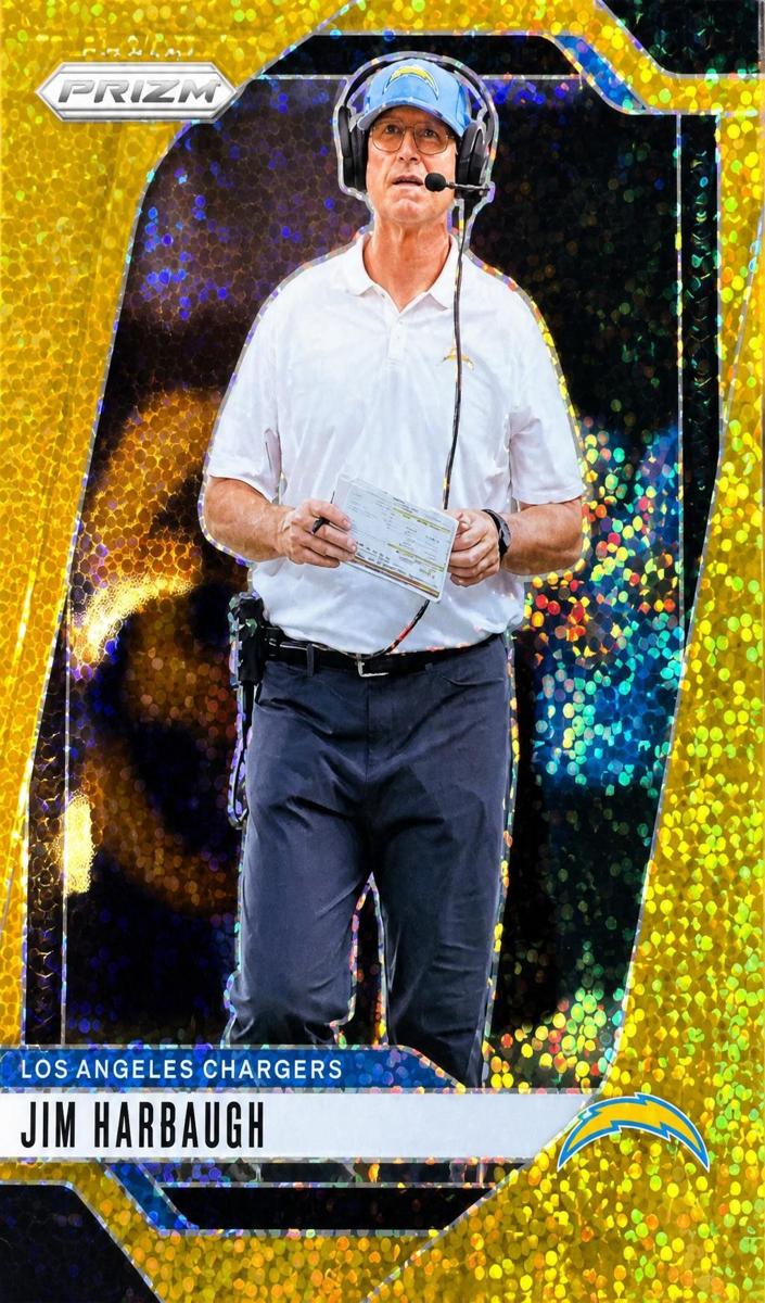 2024 Panini Prizm Football Gold Sparkle Jim Harbaugh #163 PSA 8.5