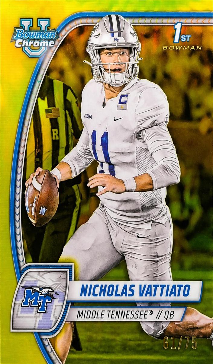 2024 Bowman Chrome University Football Yellow Refractor Nicholas Vattiato #138