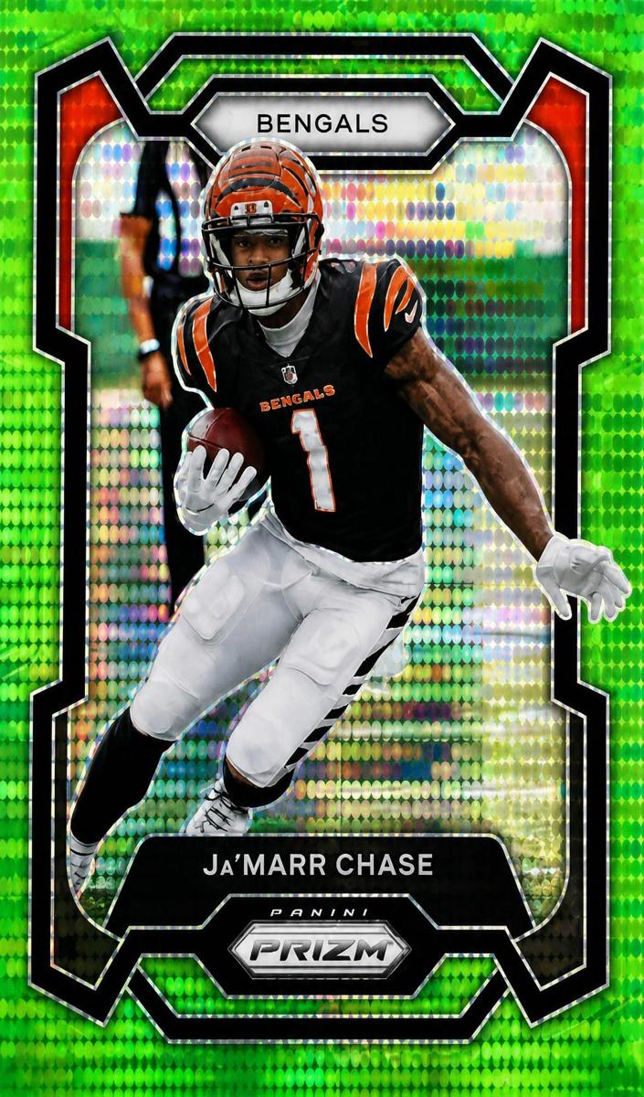 2023 Panini Prizm Football Neon Green Pulsar Ja'Marr Chase #56 PSA 9