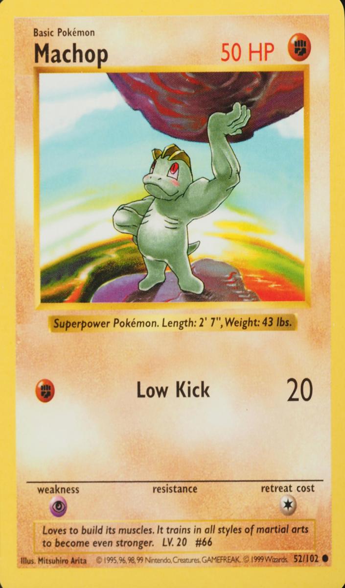 1999 Pokemon Base Set Shadowless Machop #52 PSA 10