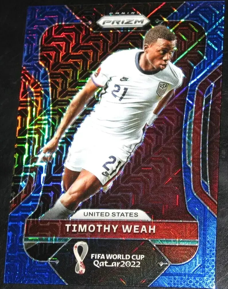 2022 Panini Prizm FIFA World Cup Qatar Soccer Blue Mojo Timothy Weah #207