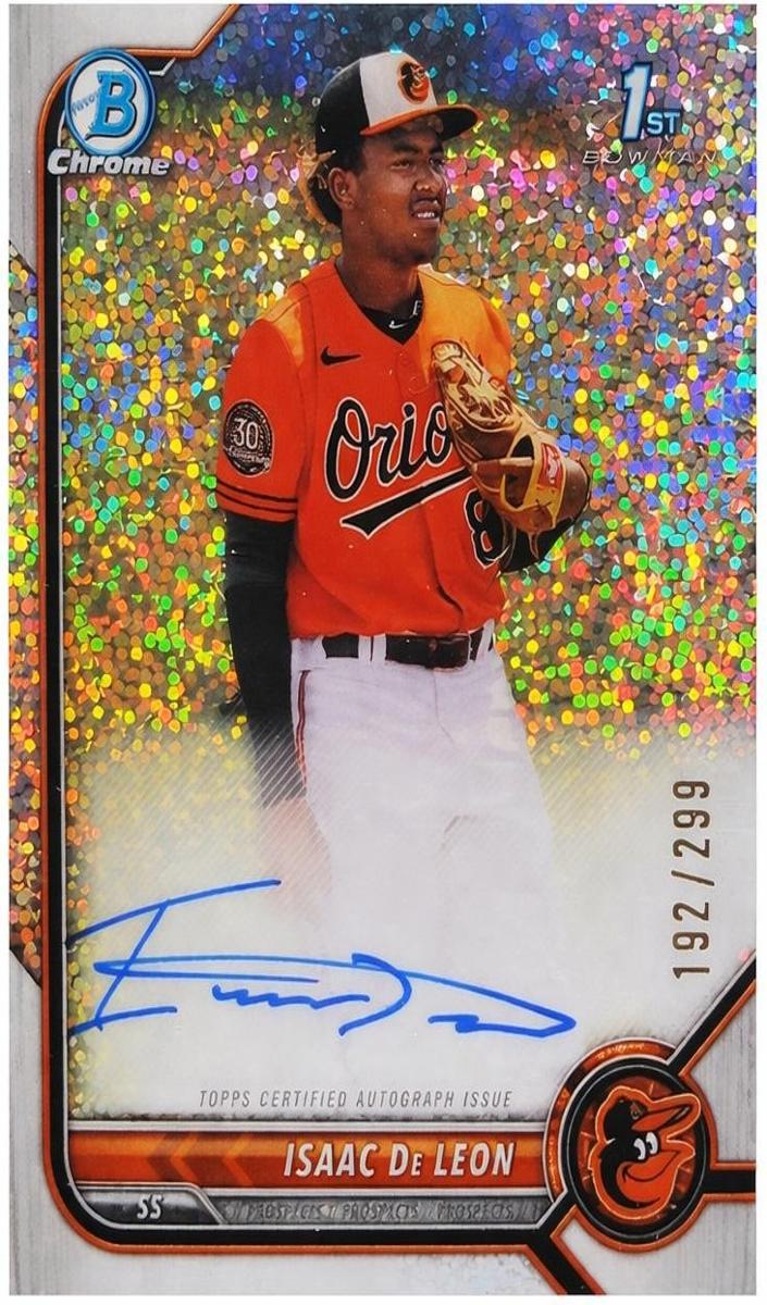 2022 Bowman Chrome Prospects Baseball Speckle Isaac De Leon #CPA-ID SGC 9.5