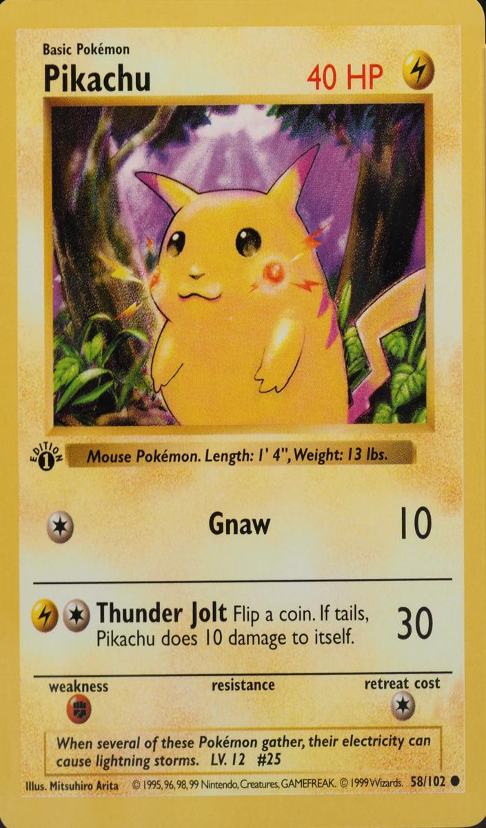 1999 Pokemon Base Set 1st Edition Red Cheeks Pikachu #58