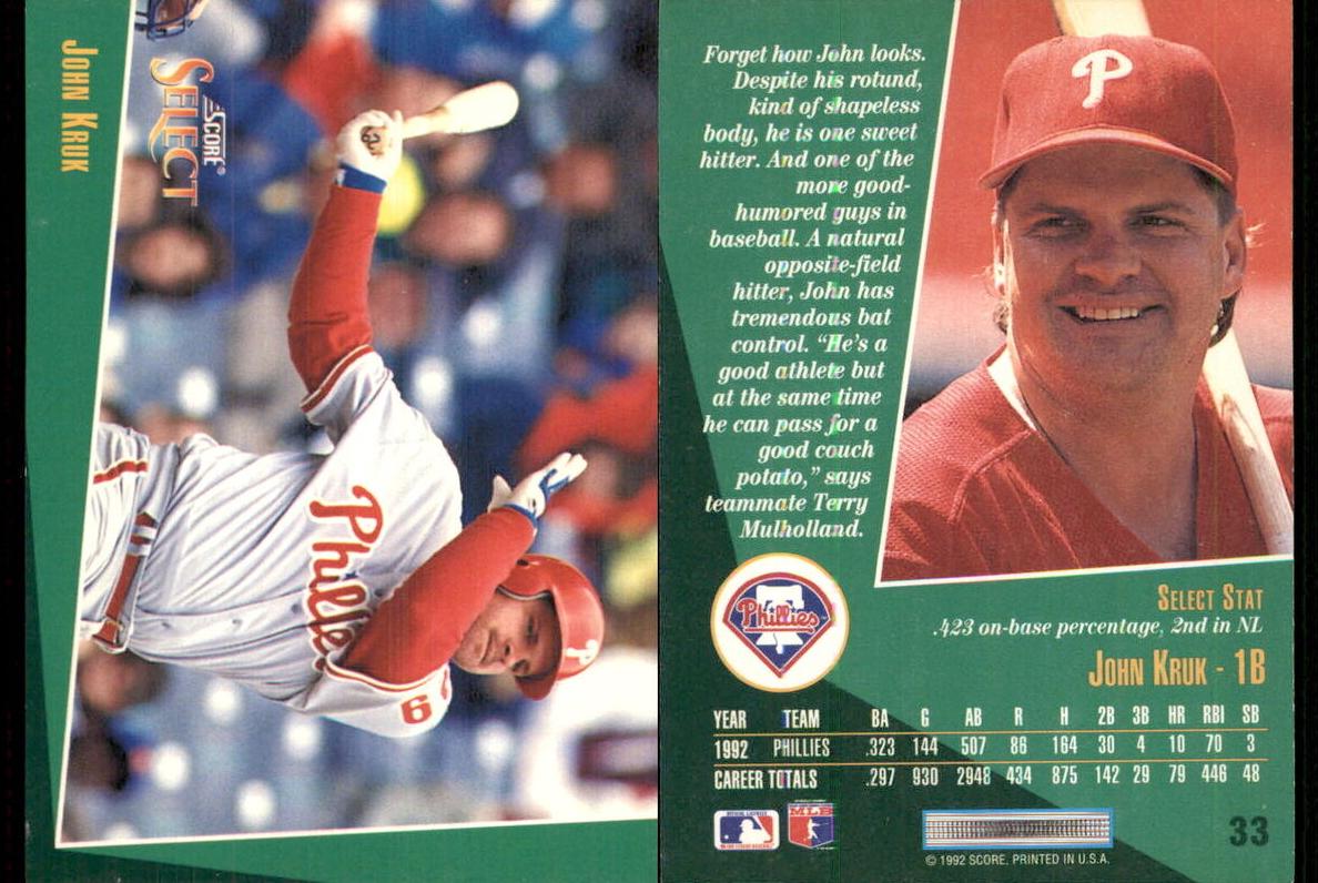 1993 Score Select Baseball John Kruk #33