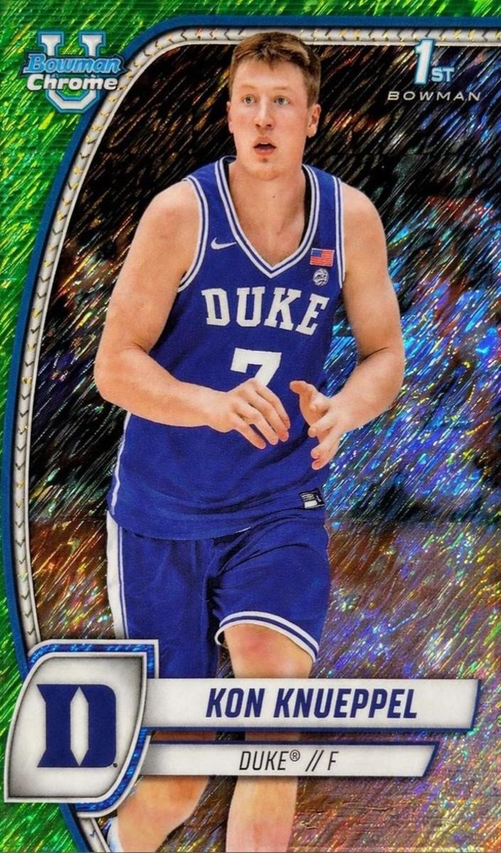 2024 Bowman Chrome University Basketball Green Shimmer Refractor Kon Knueppel #48 PSA 9