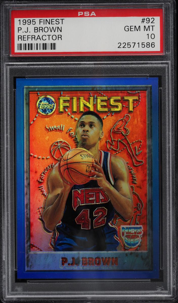 1995 Topps Finest Basketball Refractor P.J. Brown #92 PSA 10