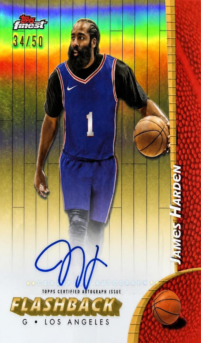 2024 Topps Finest Basketball Gold Refractor James Harden #FBA-JH
