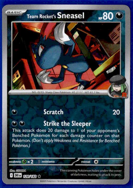 2025 Pokemon Scarlet & Violet Destined Rivals Reverse Holo Team Rocket's Sneasel #128