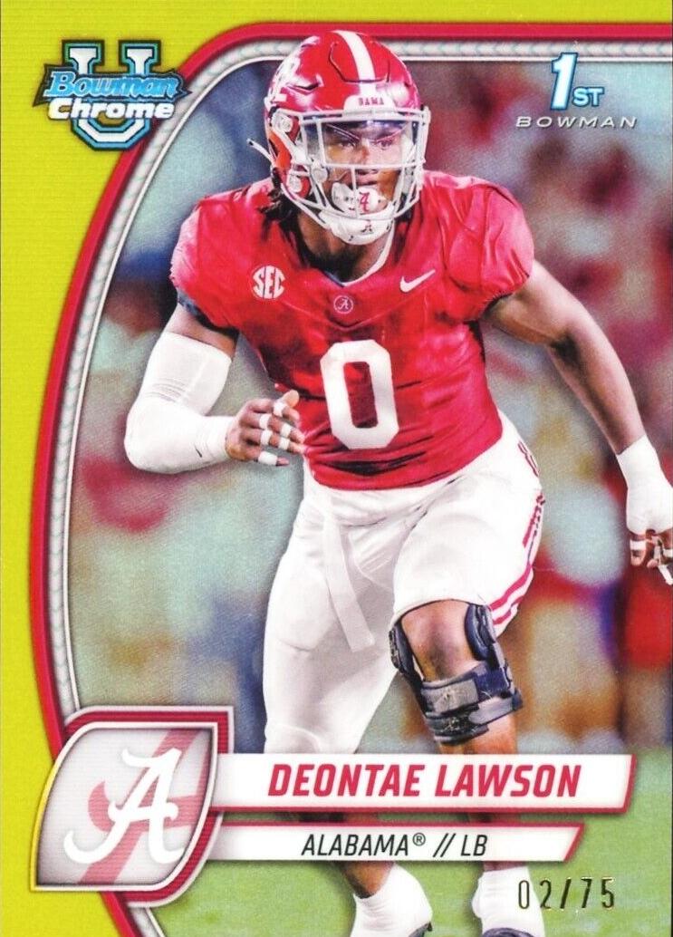 2024 Bowman Chrome University Football Yellow Refractor Deontae Lawson #58