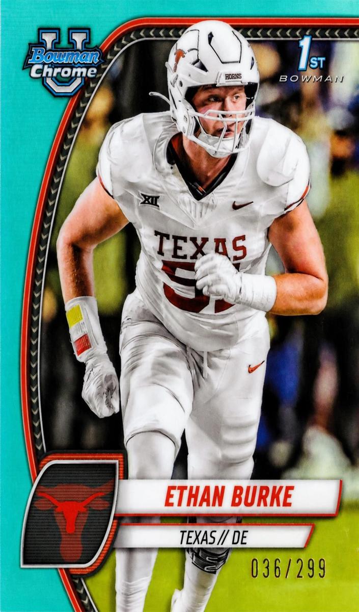 2024 Bowman Chrome University Football Aqua Refractor Ethan Burke #32