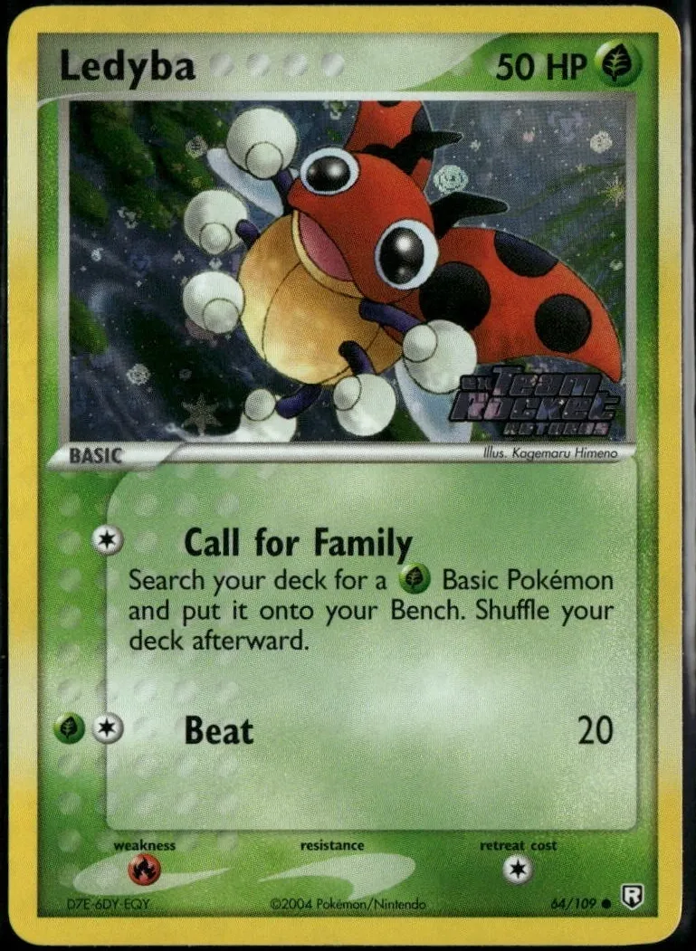 2004 Pokemon EX Team Rocket Returns Reverse Holo Ledyba #64 PSA 9