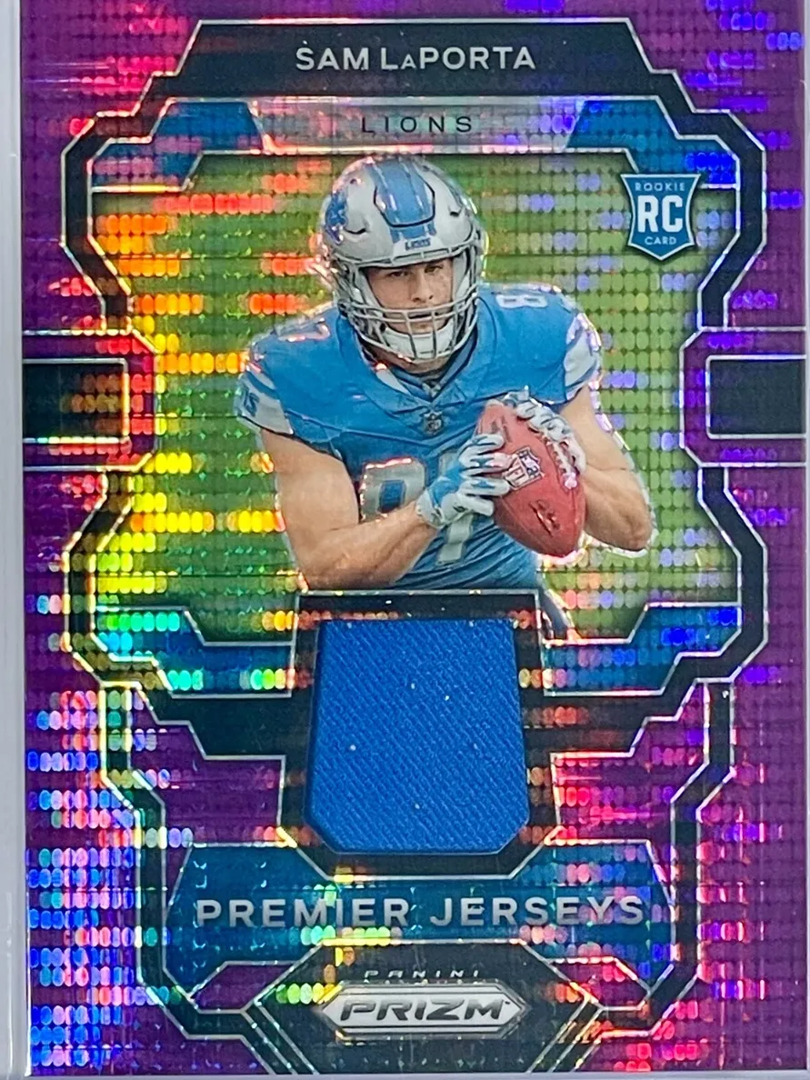 2023 Panini Prizm Football Purple Pulsar Sam LaPorta #PJ-SL PSA 10