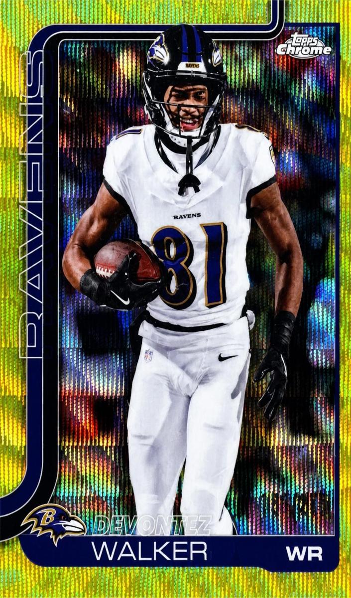 2025 Topps Chrome Football Yellow Wave Refractor Devontez Walker #26