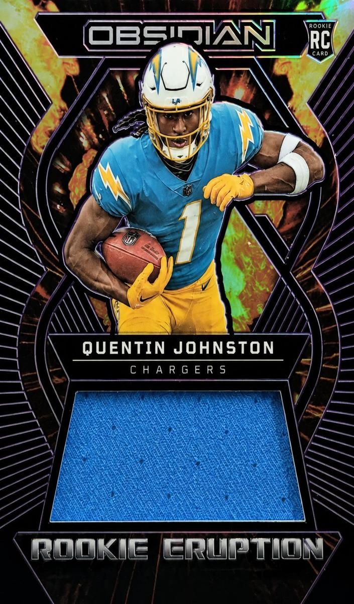 2023 Panini Obsidian Football Electric Etch Purple Quentin Johnston #REM-QJO PSA 10