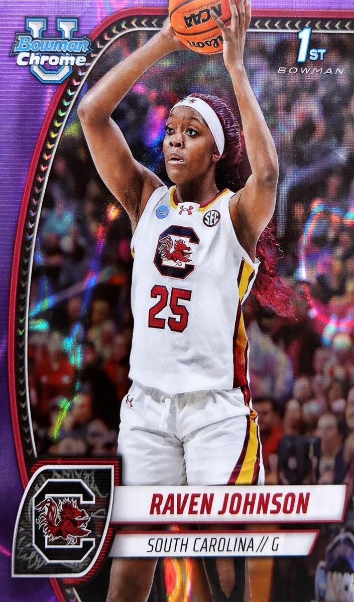2024 Bowman Chrome University Basketball Purple Lava Refractor Raven Johnson #60