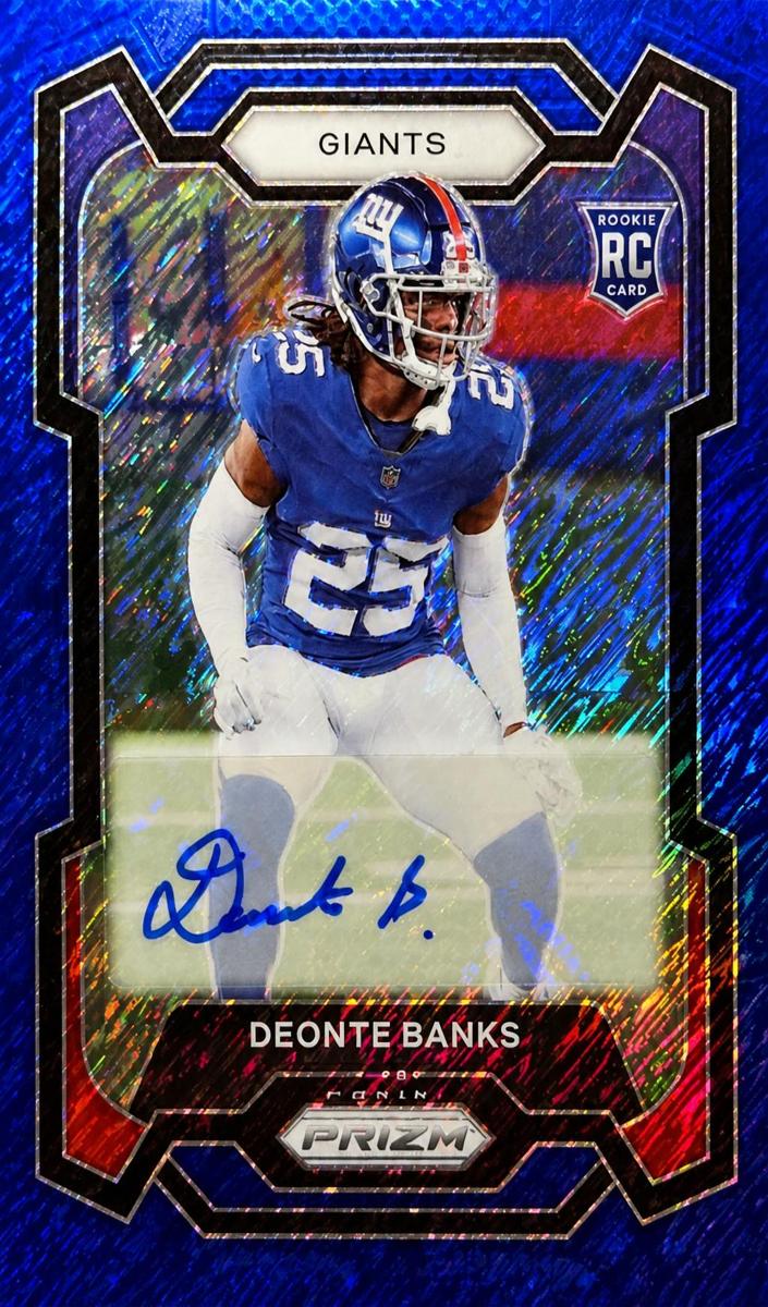 2023 Panini Prizm Football Blue Shimmer Deonte Banks #376