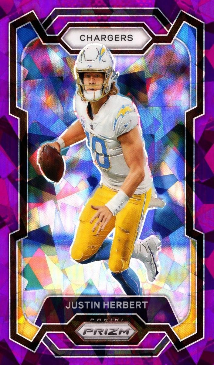 2023 Panini Prizm Football Purple Ice Justin Herbert #158 PSA 9
