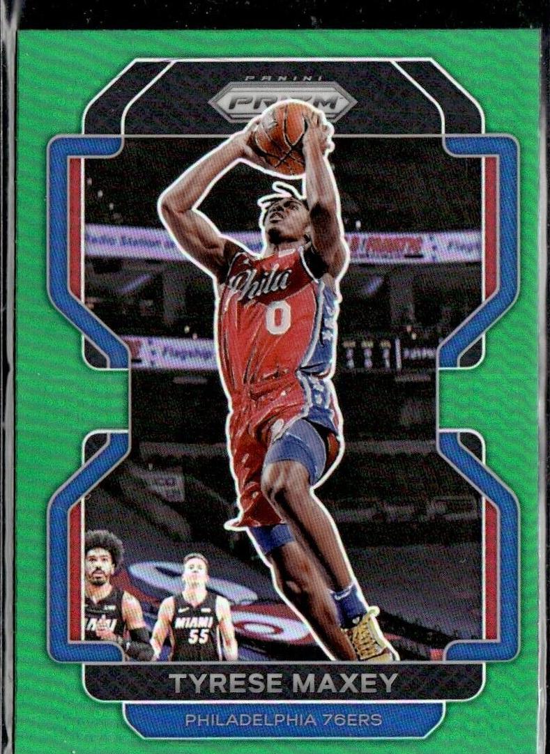 2021 Panini Prizm Basketball Green Prizm Tyrese Maxey #28 PSA 10