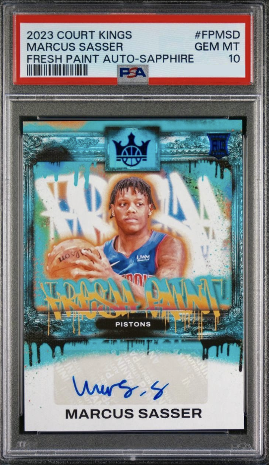 2023 Panini Court Kings Basketball Sapphire Marcus Sasser #FP-MSD PSA 10