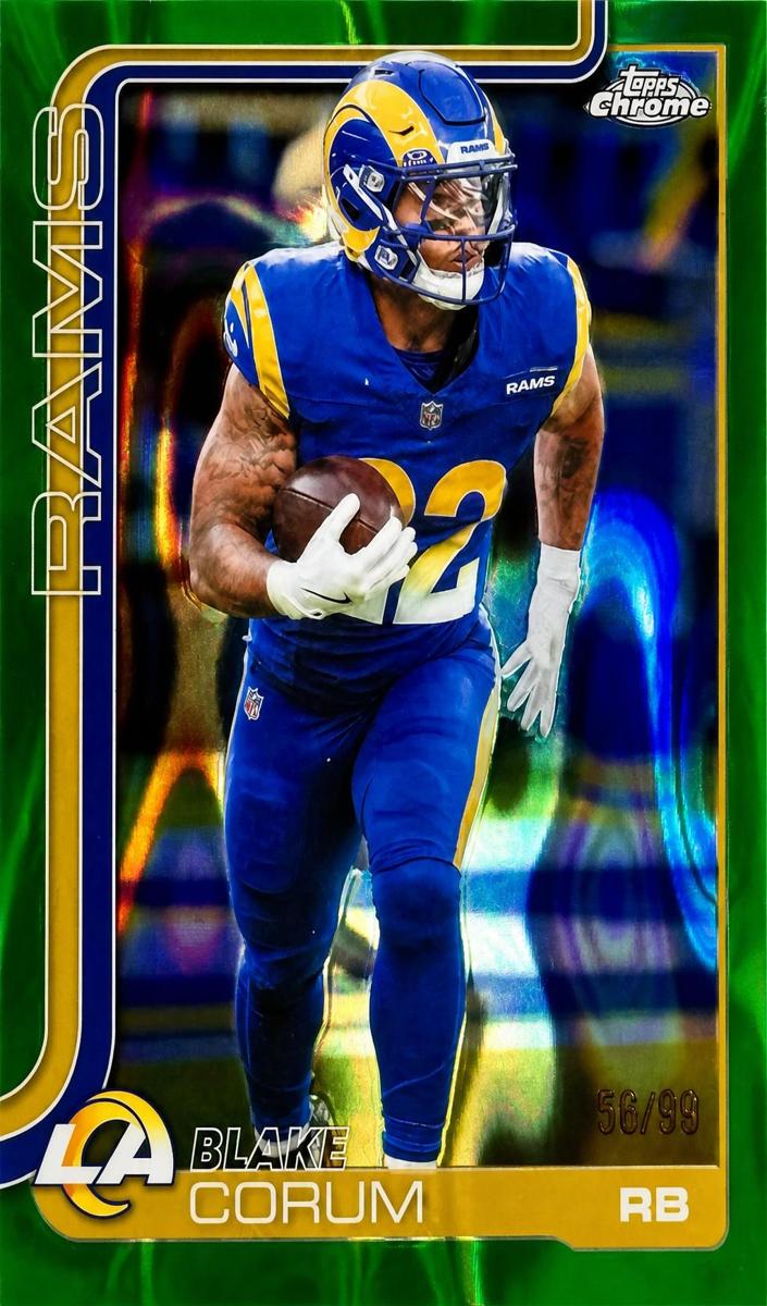 2025 Topps Chrome Football Green Wave Refractor Blake Corum #171