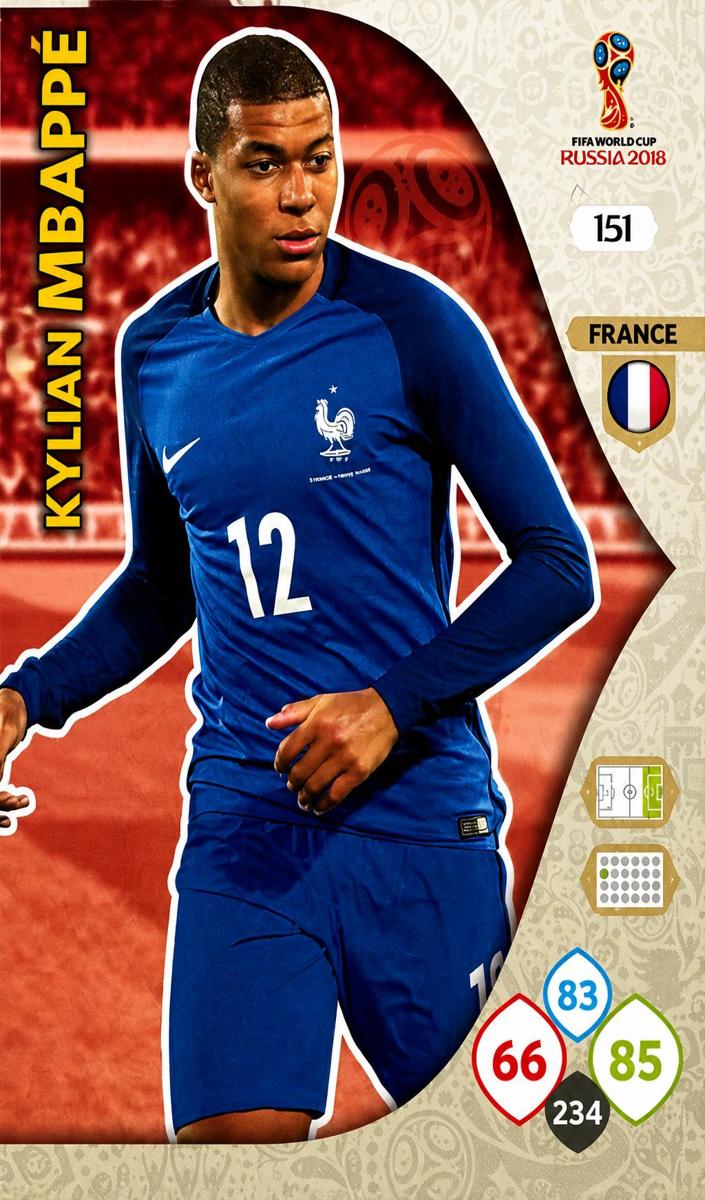 2018 Panini Adrenalyn XL FIFA World Cup Russia Soccer Kylian Mbappe #151 PSA 9