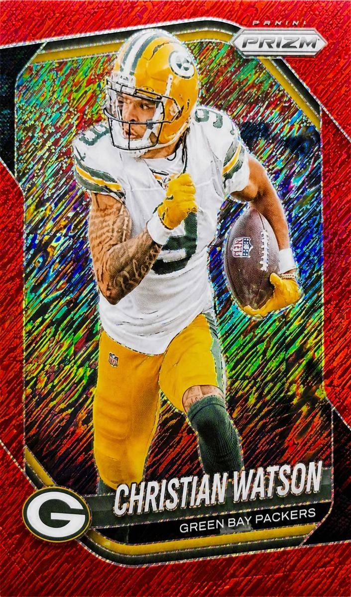 2025 Panini Prizm Football Red Shimmer Christian Watson #153